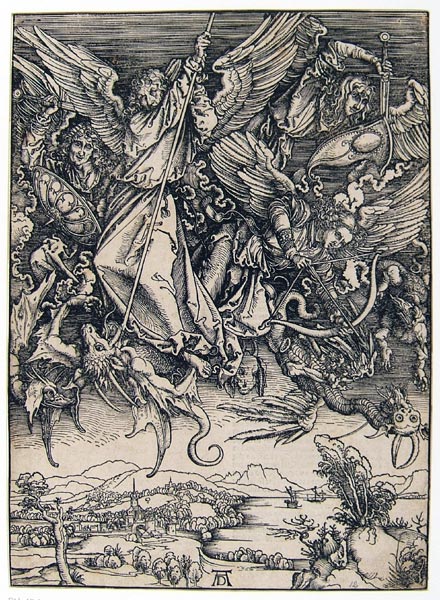 D&uuml;rer Albrecht - San Michele che uccide il drago  (dalla serie: l' Apocalisse)